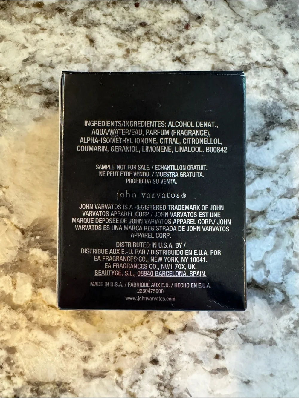 John Varvatos Black Presentation Box with Silver Text